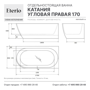 Катания угловая правая 170, техническая схема